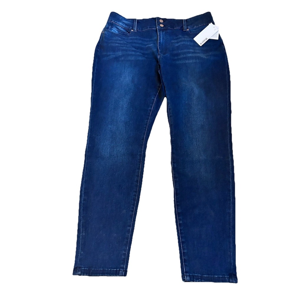JustFab Ankle Jeans Womens 22W Dark Blue Denim Wash Stretchy Pants NWT